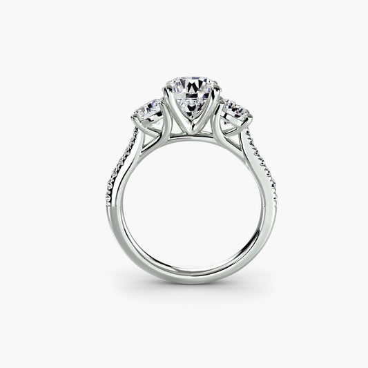Amy Three Stone Engagement with Pave Band