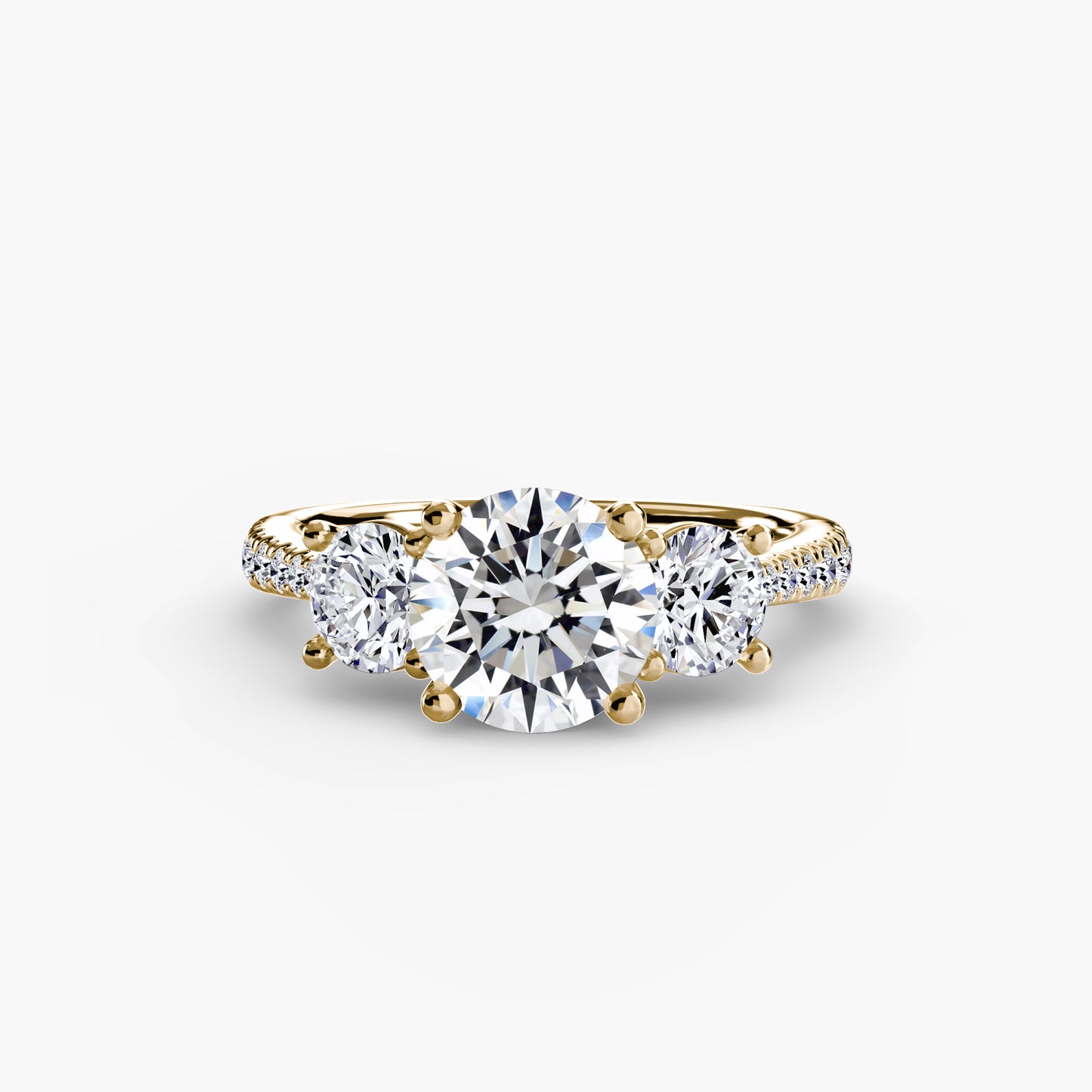 Amy Three Stone Engagement with Pave Band