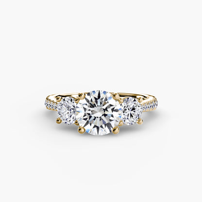 Amy Three Stone Engagement with Pave Band