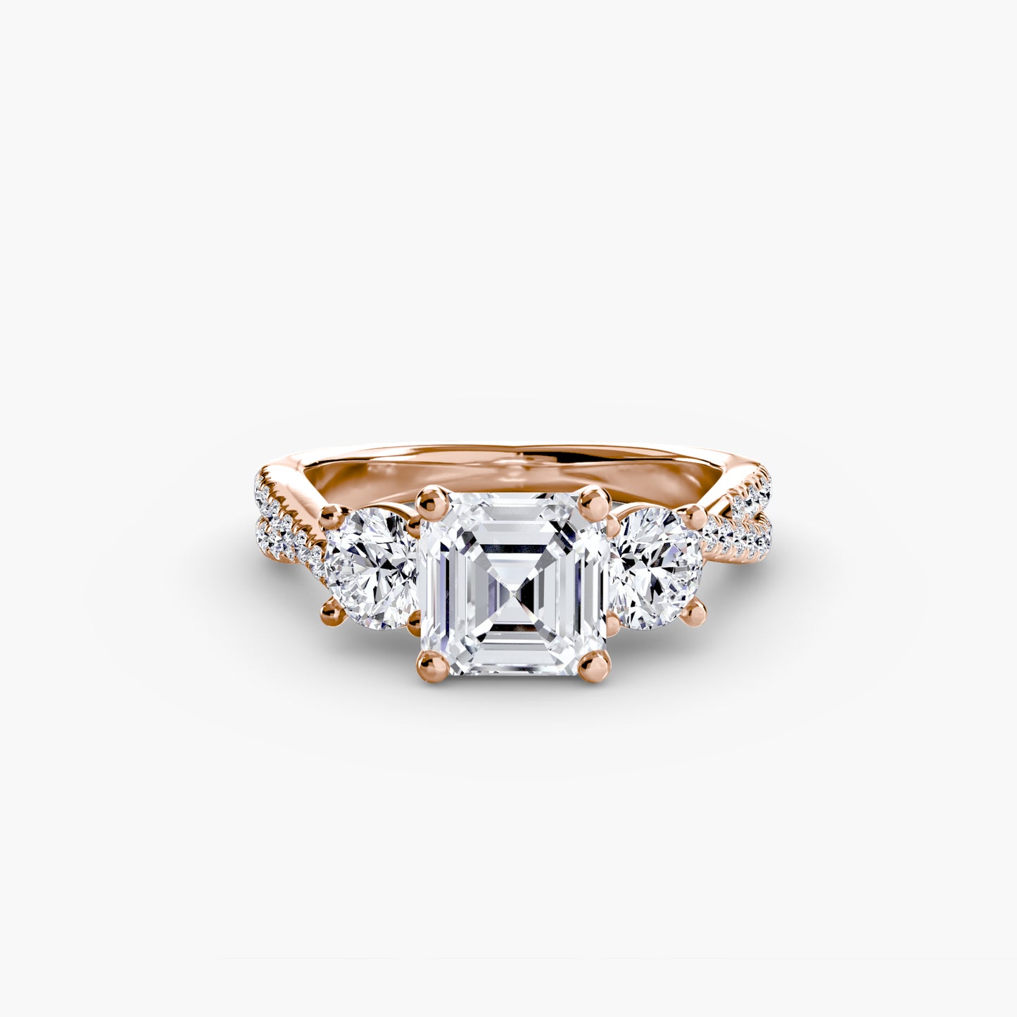 Aurelia Three-Stone Ring with Pavé Band