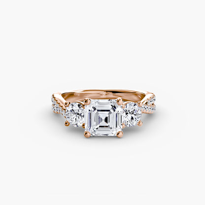 Aurelia Three-Stone Ring with Pavé Band