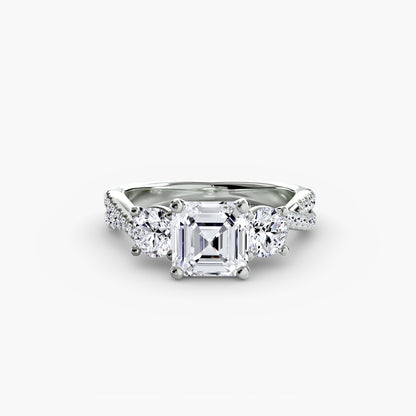 Aurelia Three-Stone Ring with Pavé Band