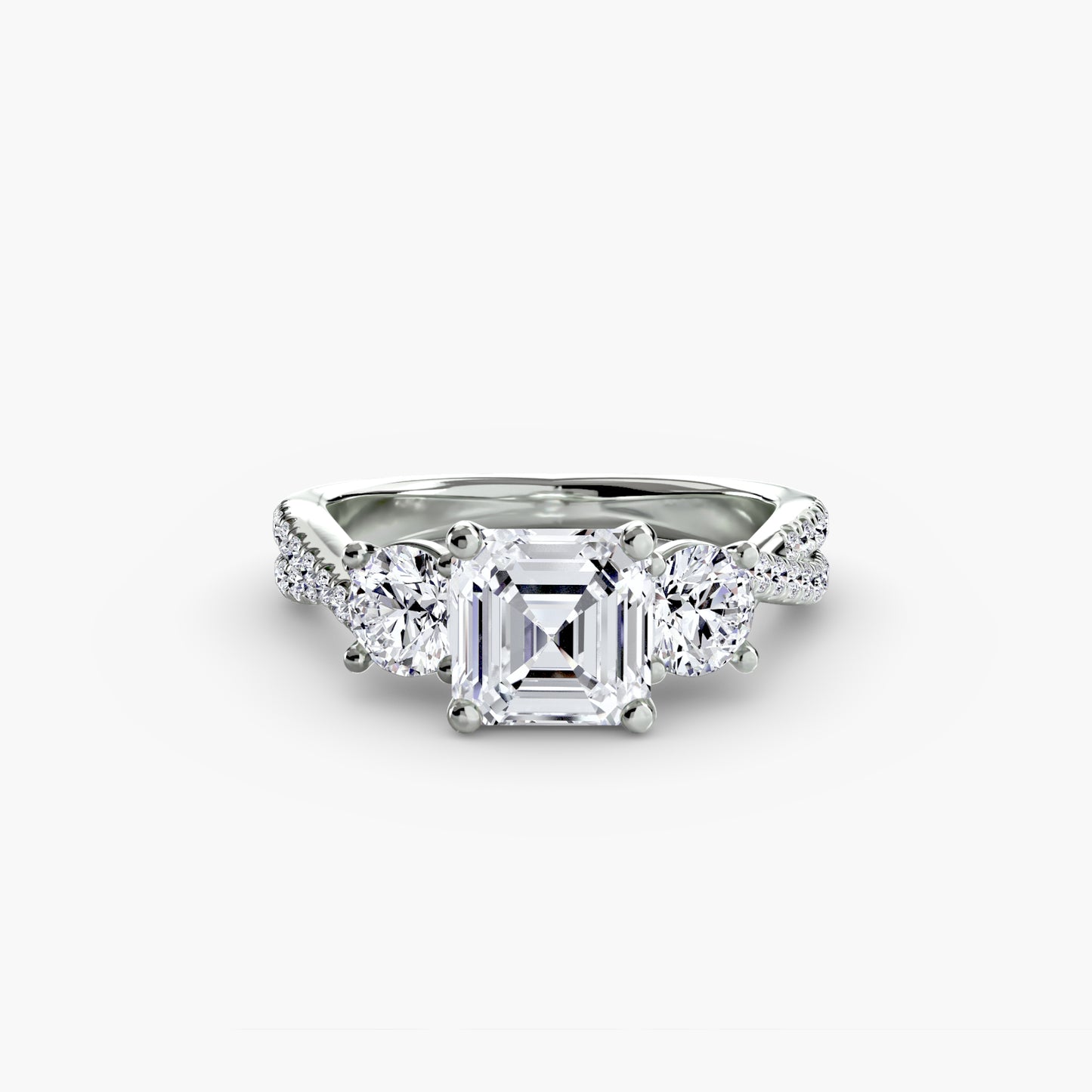 Aurelia Three-Stone Ring with Pavé Band