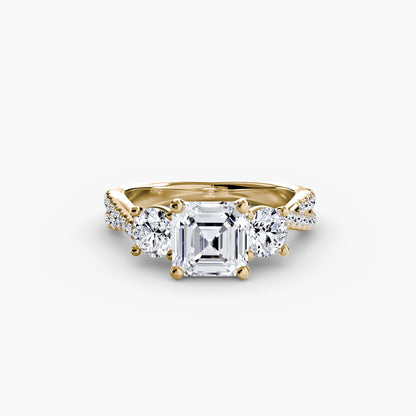 Aurelia Three-Stone Ring with Pavé Band