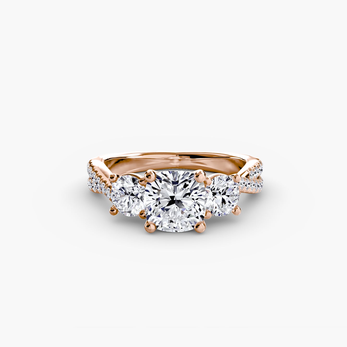 Aurelia Three-Stone Ring with Pavé Band