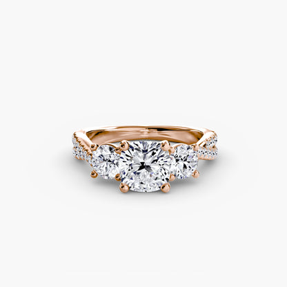 Aurelia Three-Stone Ring with Pavé Band