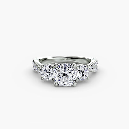 Aurelia Three-Stone Ring with Pavé Band
