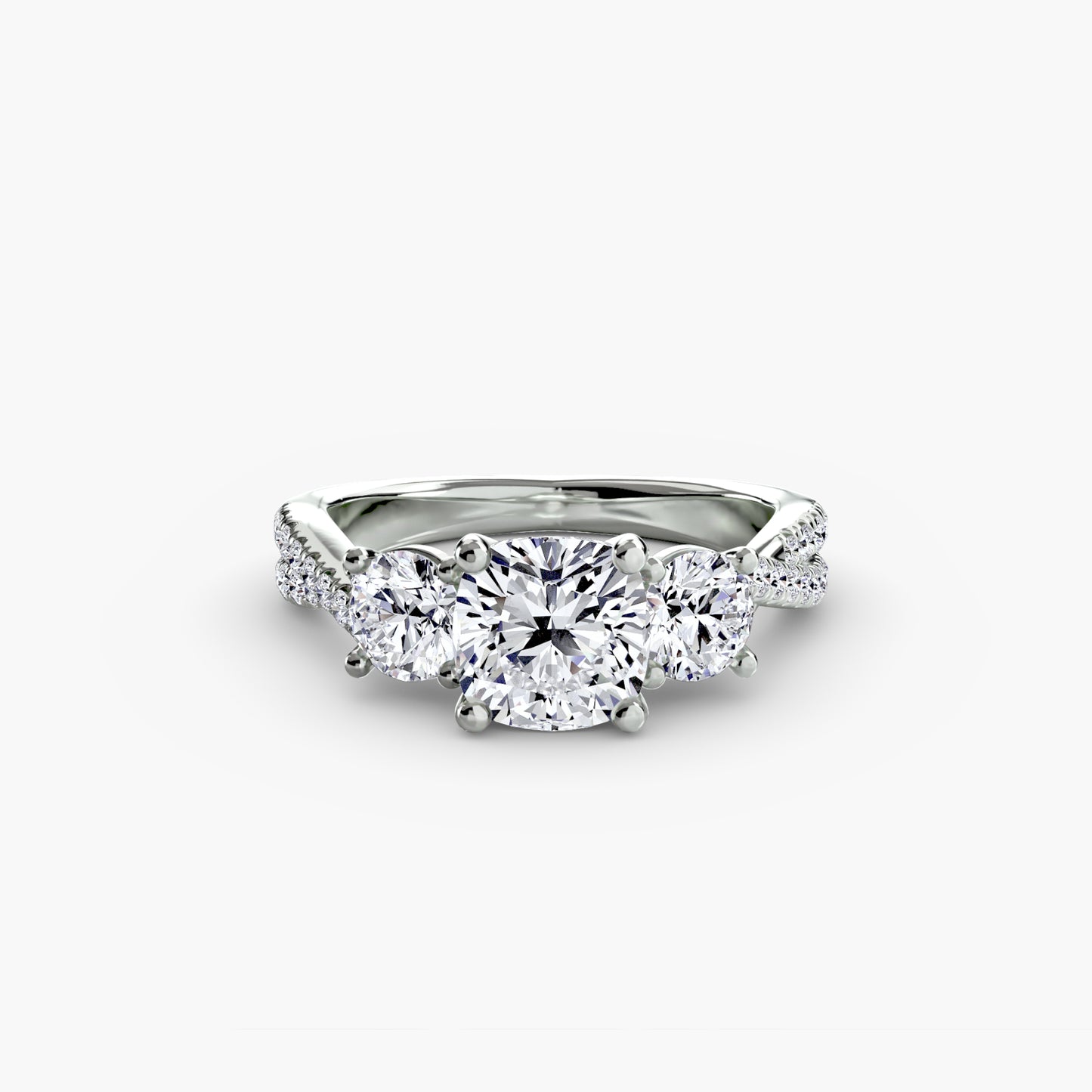 Aurelia Three-Stone Ring with Pavé Band