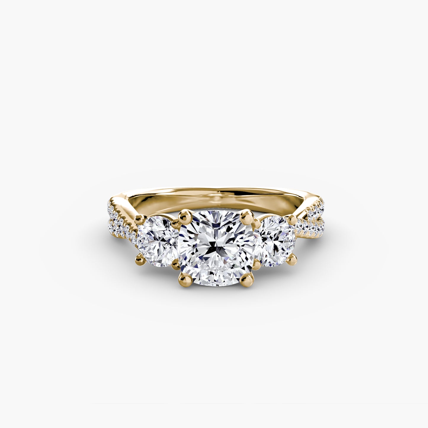 Aurelia Three-Stone Ring with Pavé Band