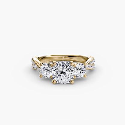 Aurelia Three-Stone Ring with Pavé Band