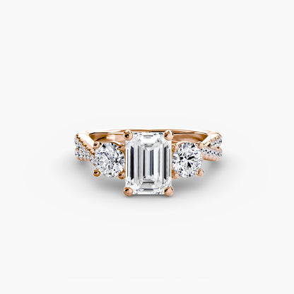 Aurelia Three-Stone Ring with Pavé Band