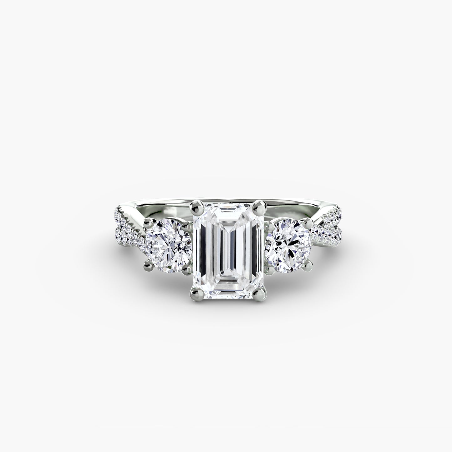 Aurelia Three-Stone Ring with Pavé Band