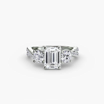 Aurelia Three-Stone Ring with Pavé Band