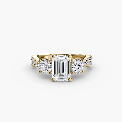 Aurelia Three-Stone Ring with Pavé Band