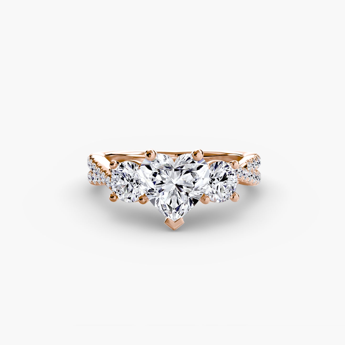 Aurelia Three-Stone Ring with Pavé Band