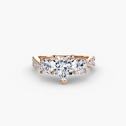 Aurelia Three-Stone Ring with Pavé Band
