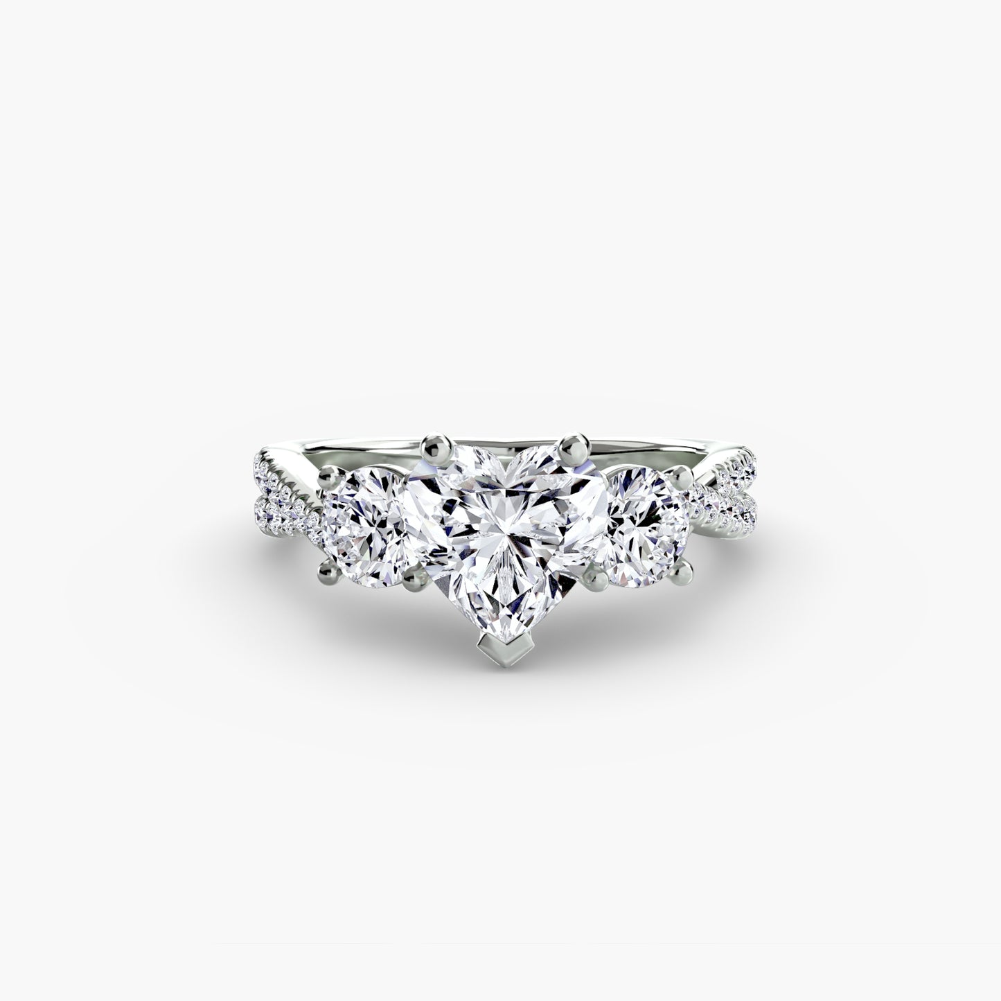 Aurelia Three-Stone Ring with Pavé Band
