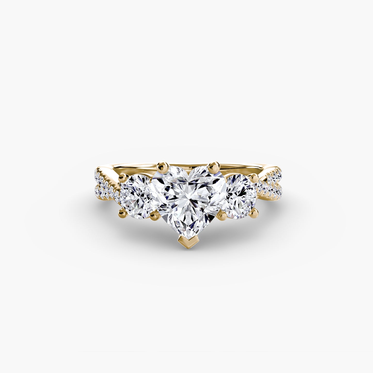 Aurelia Three-Stone Ring with Pavé Band