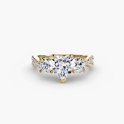 Aurelia Three-Stone Ring with Pavé Band