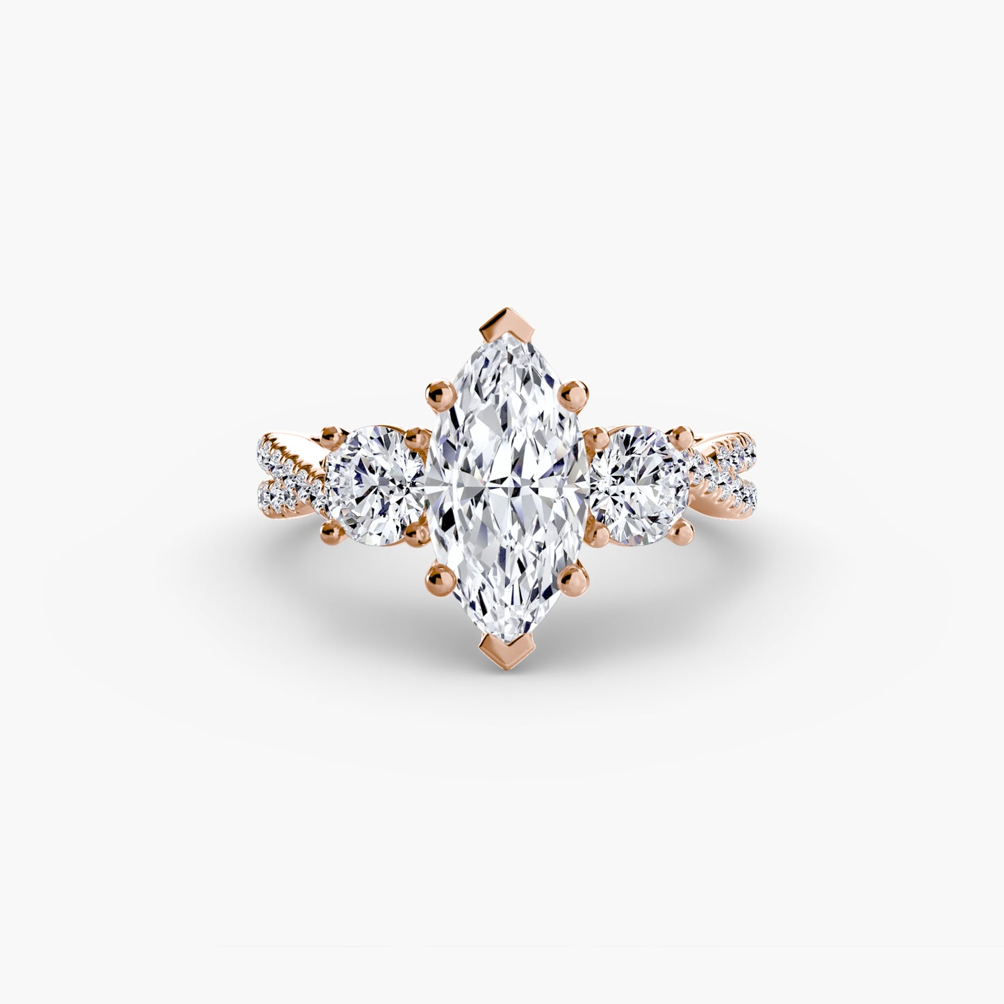 Aurelia Three-Stone Ring with Pavé Band