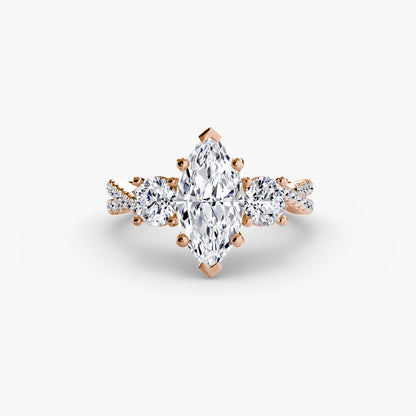 Aurelia Three-Stone Ring with Pavé Band