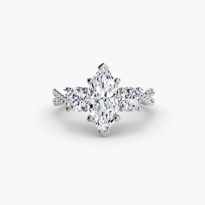 Aurelia Three-Stone Ring with Pavé Band