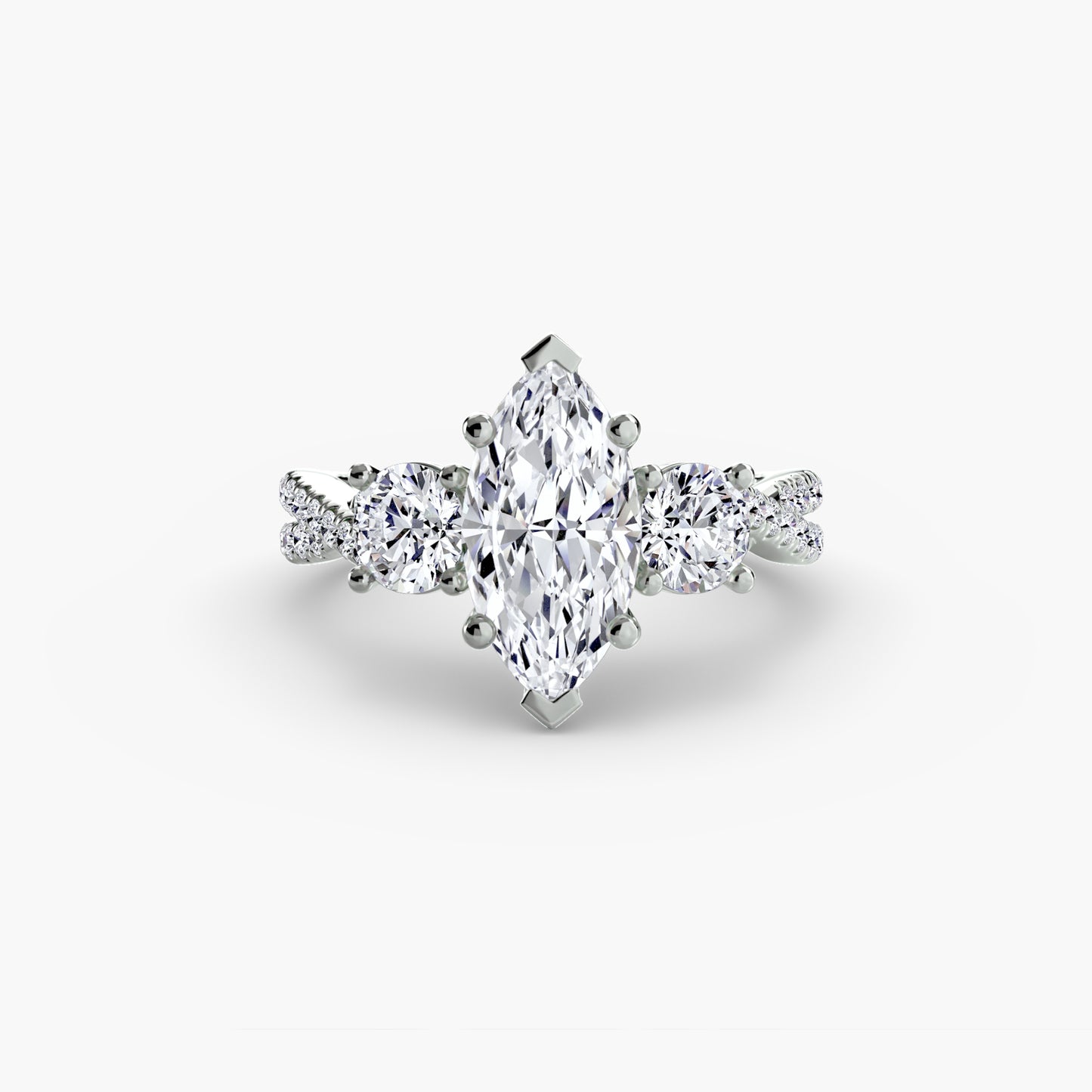 Aurelia Three-Stone Ring with Pavé Band