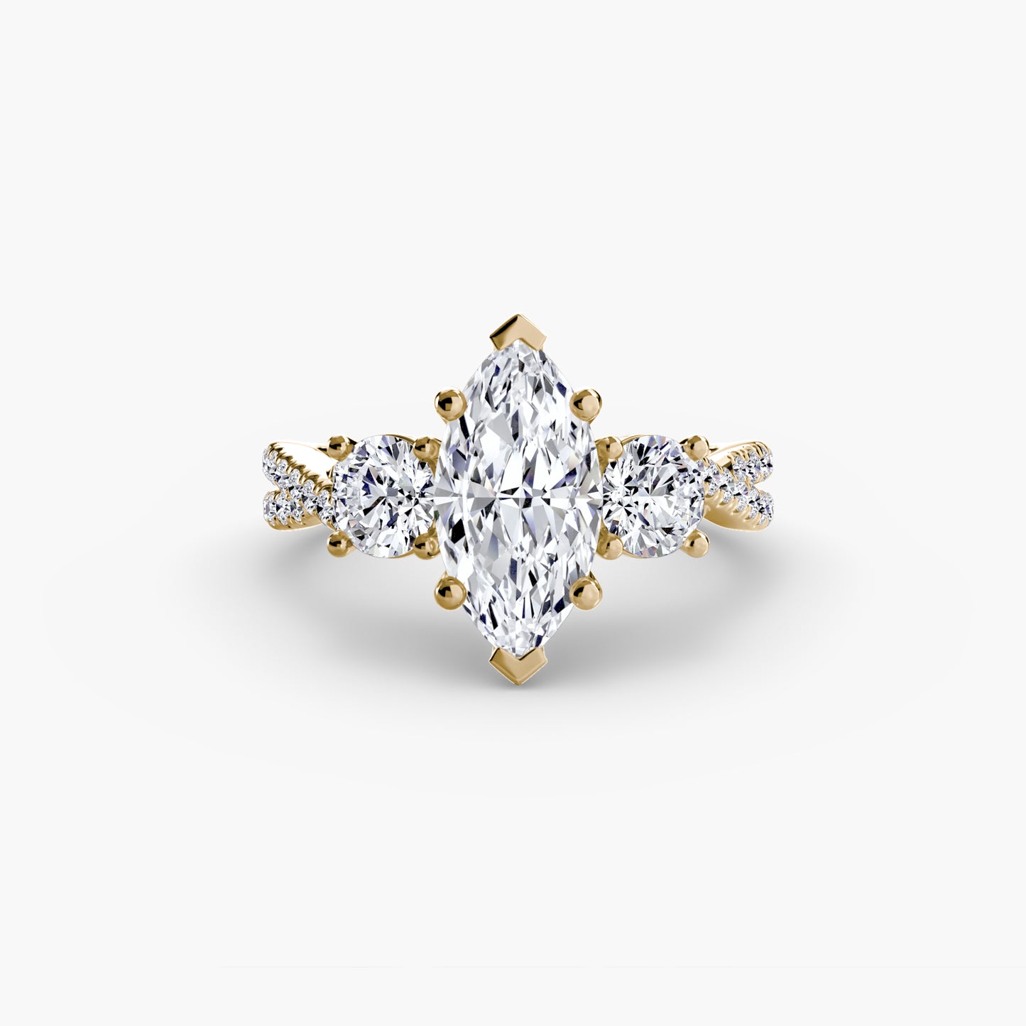Aurelia Three-Stone Ring with Pavé Band