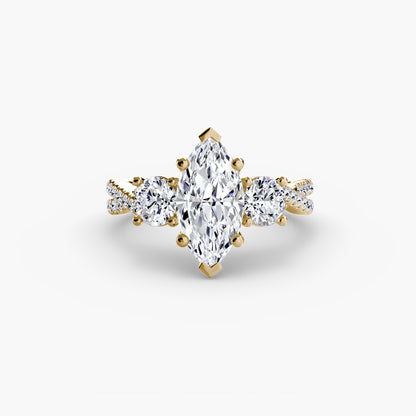 Aurelia Three-Stone Ring with Pavé Band