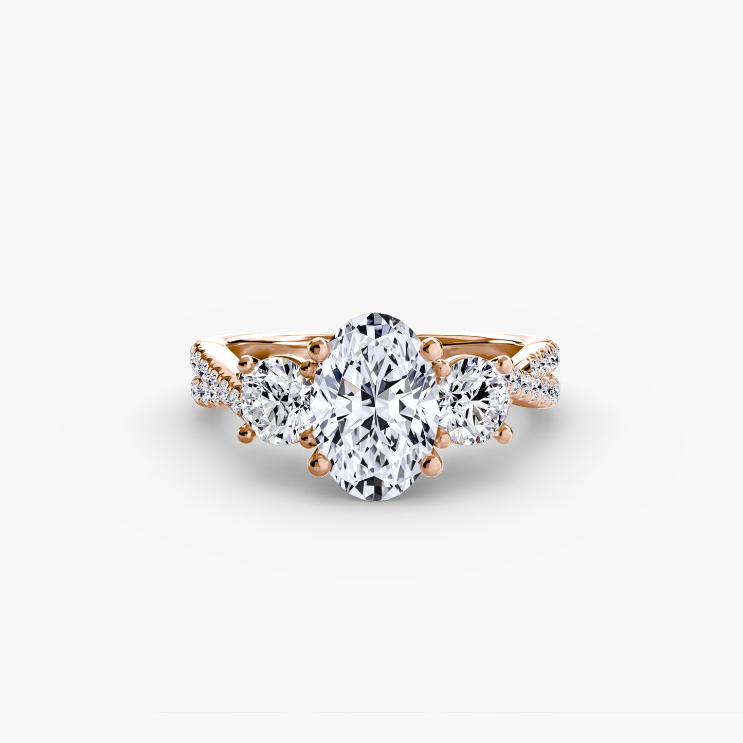 Aurelia Three-Stone Ring with Pavé Band