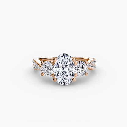 Aurelia Three-Stone Ring with Pavé Band