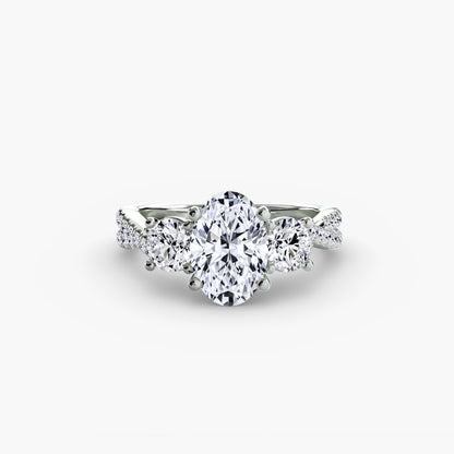 Aurelia Three-Stone Ring with Pavé Band