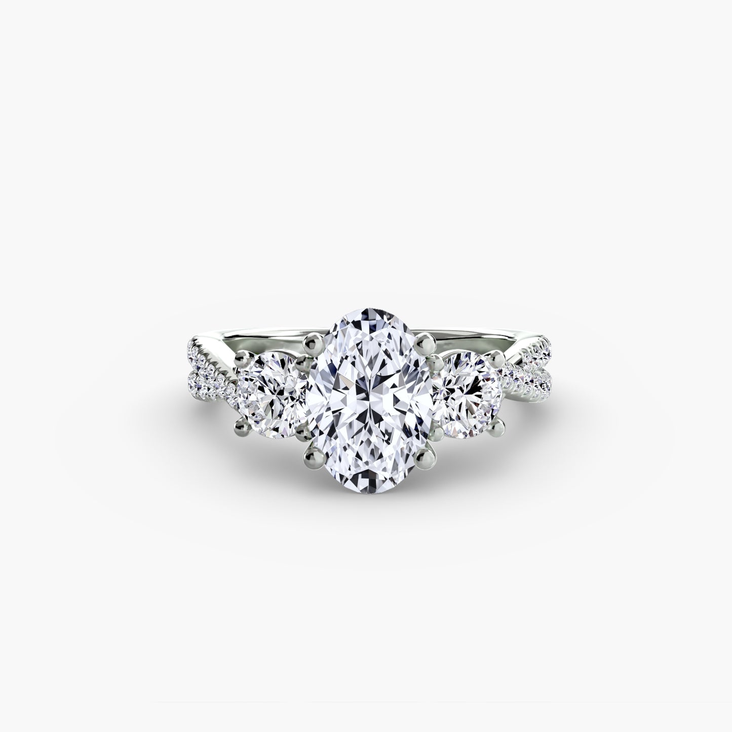 Aurelia Three-Stone Ring with Pavé Band