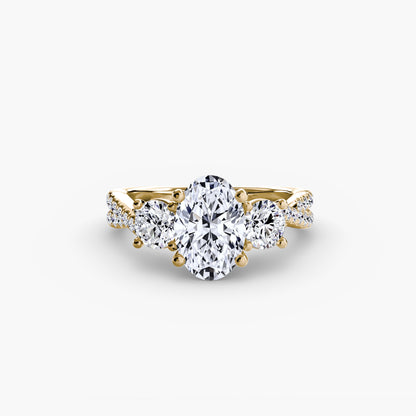 Aurelia Three-Stone Ring with Pavé Band
