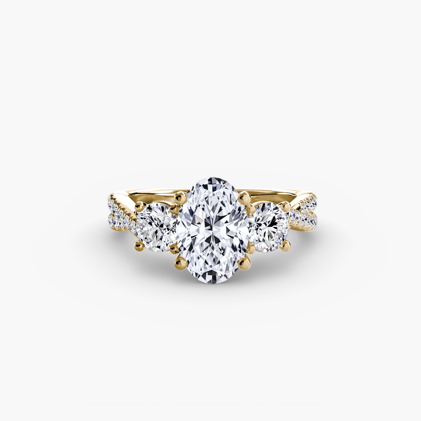Aurelia Three-Stone Ring with Pavé Band