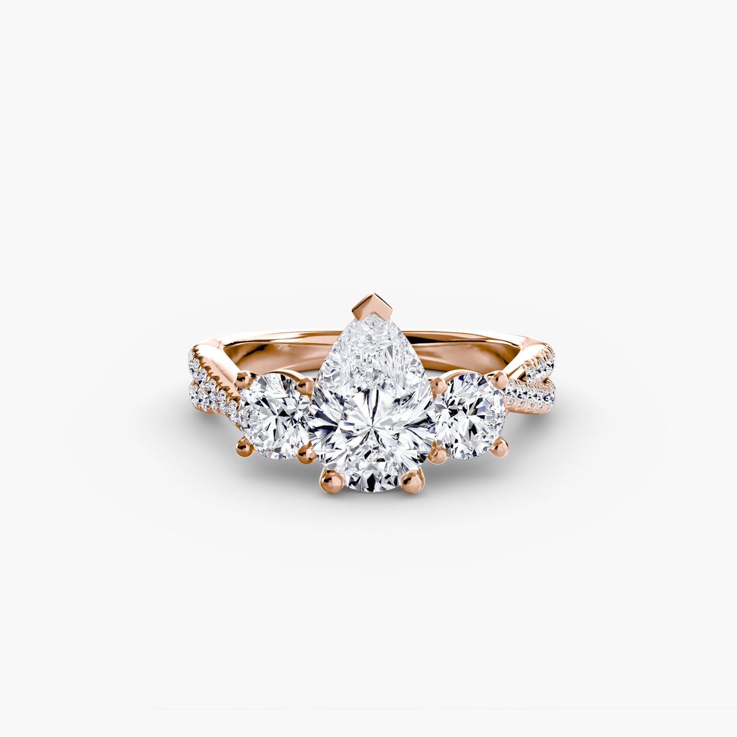 Aurelia Three-Stone Ring with Pavé Band