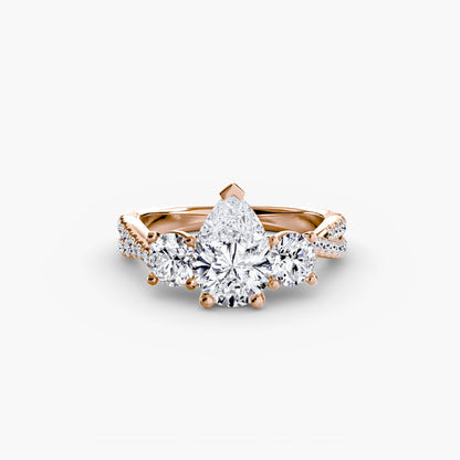 Aurelia Three-Stone Ring with Pavé Band