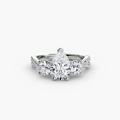 Aurelia Three-Stone Ring with Pavé Band