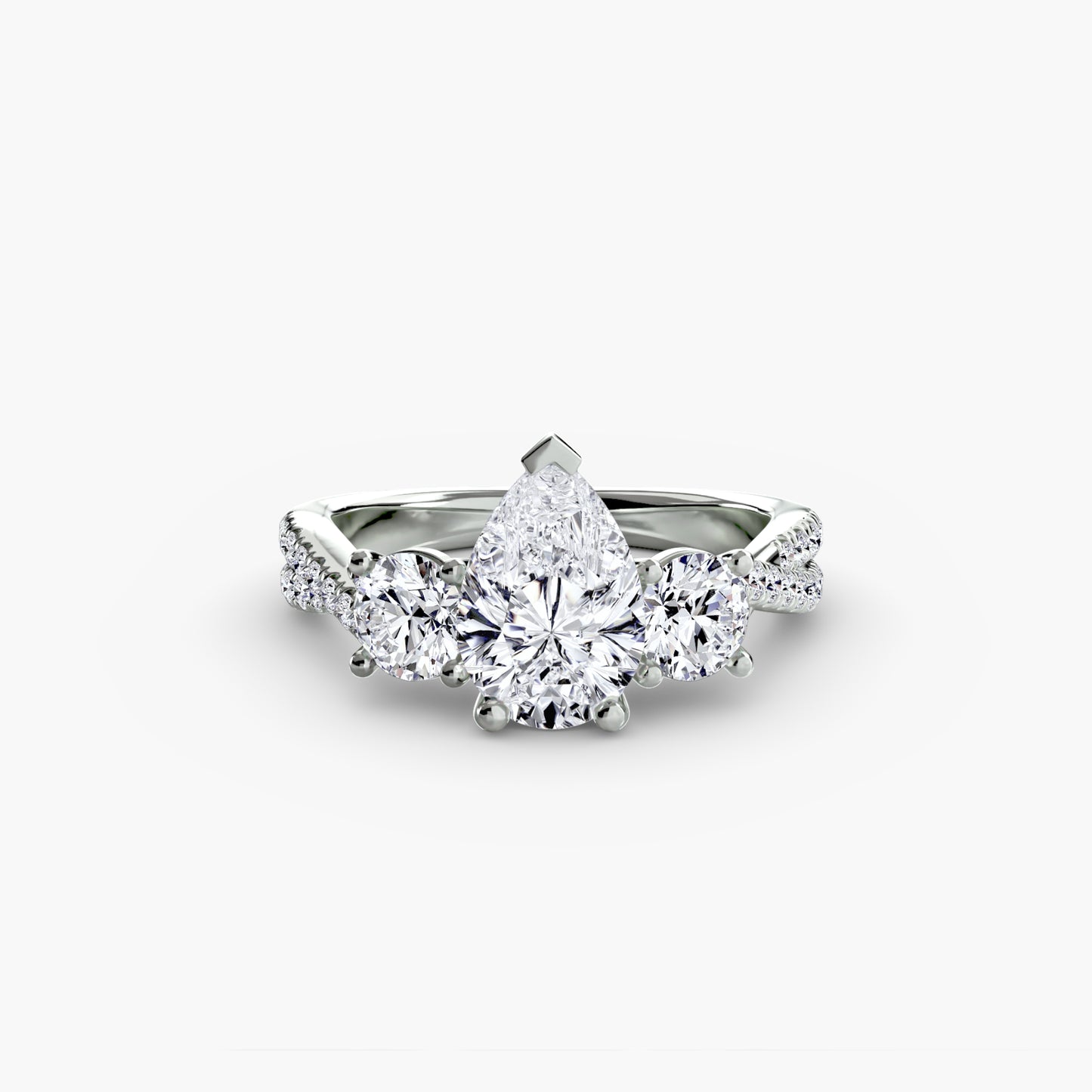 Aurelia Three-Stone Ring with Pavé Band