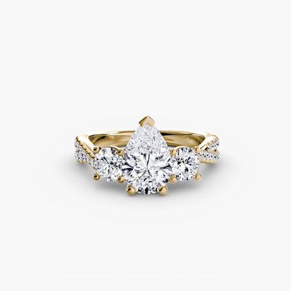 Aurelia Three-Stone Ring with Pavé Band