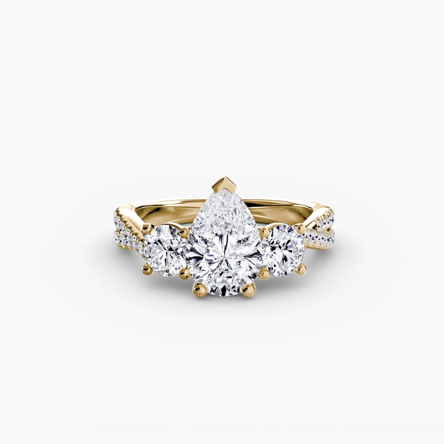 Aurelia Three-Stone Ring with Pavé Band
