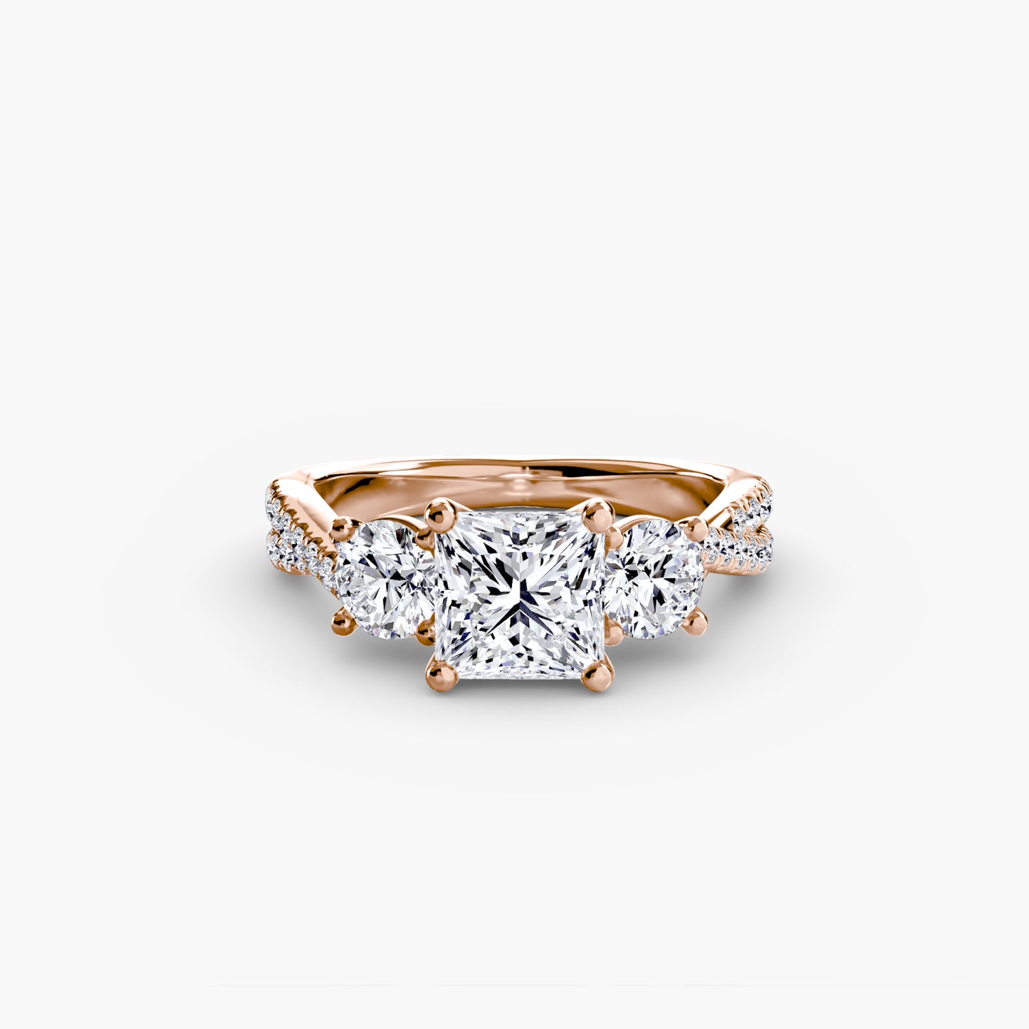 Aurelia Three-Stone Ring with Pavé Band