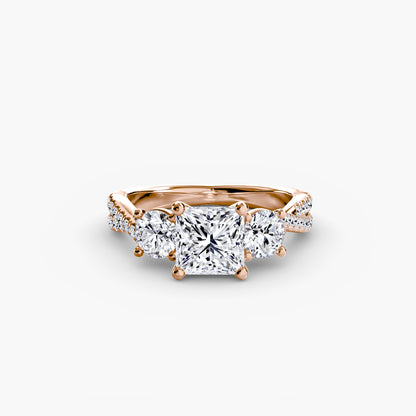 Aurelia Three-Stone Ring with Pavé Band