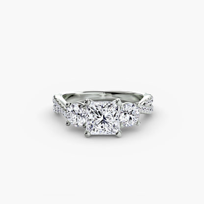 Aurelia Three-Stone Ring with Pavé Band