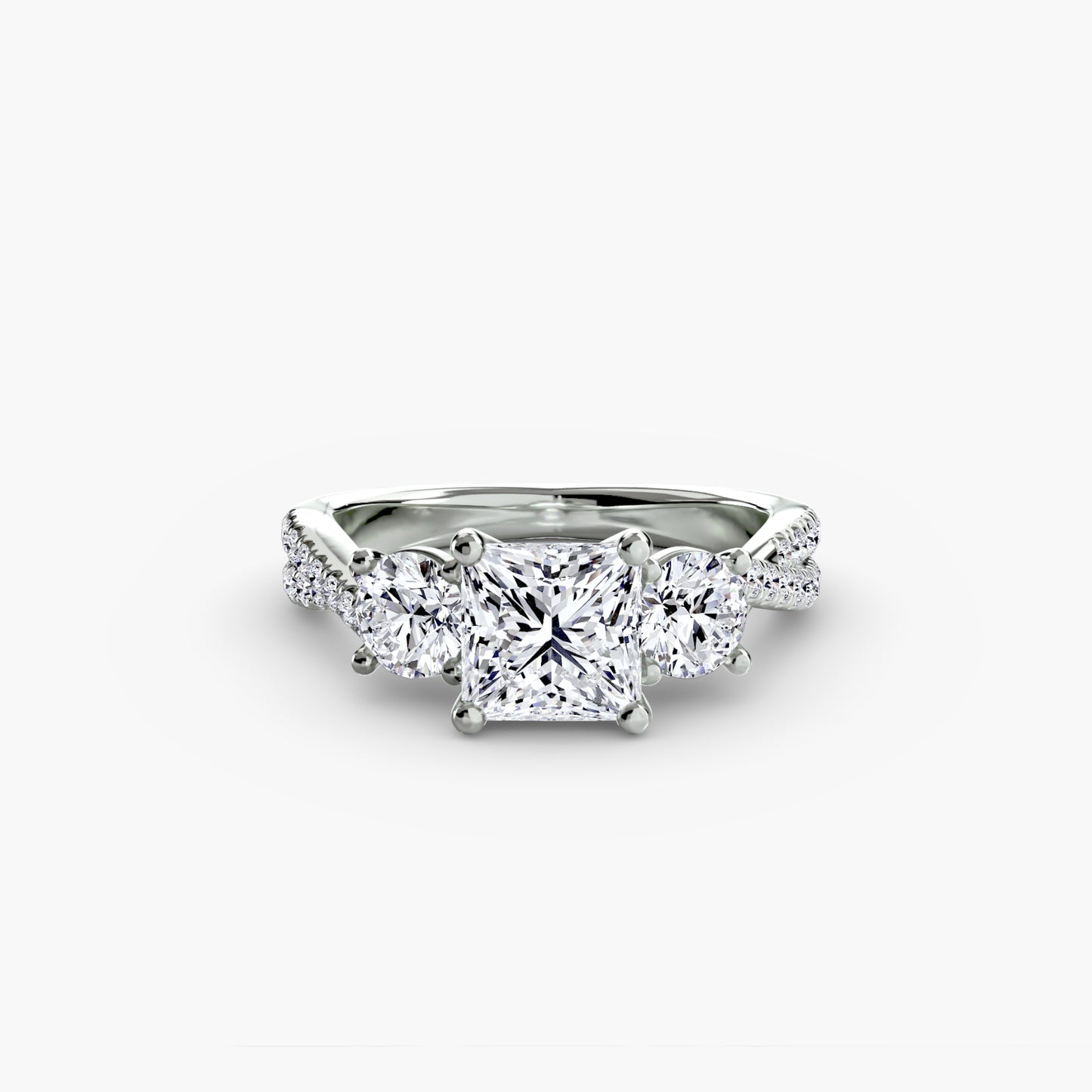 Aurelia Three-Stone Ring with Pavé Band