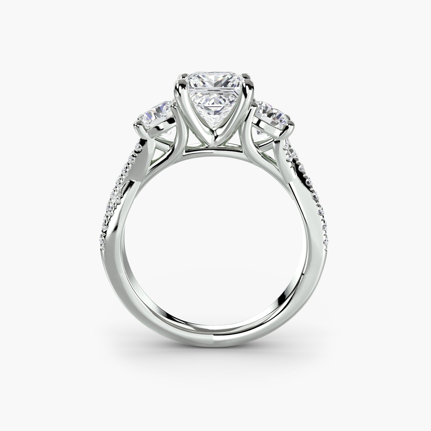 Aurelia Three-Stone Ring with Pavé Band