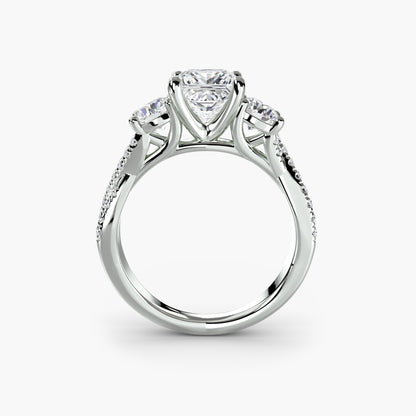 Aurelia Three-Stone Ring with Pavé Band