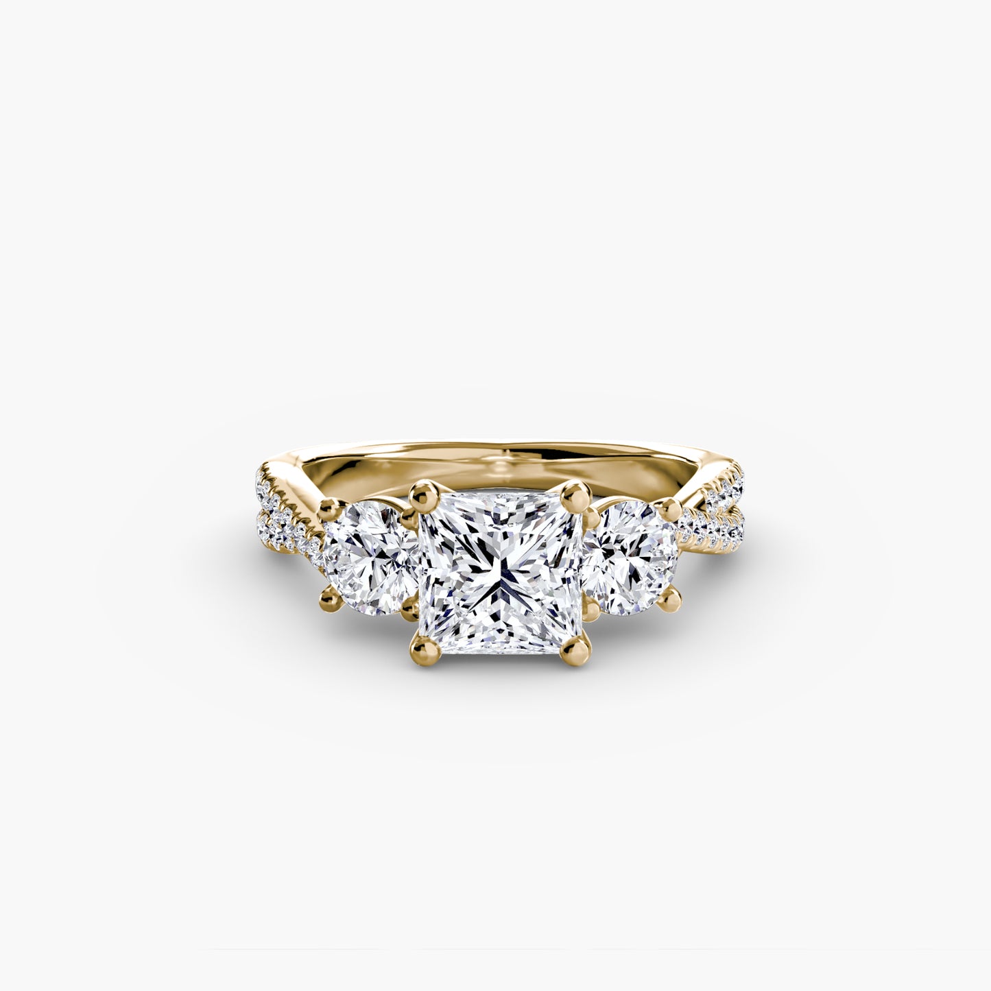 Aurelia Three-Stone Ring with Pavé Band
