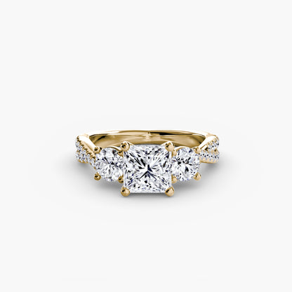 Aurelia Three-Stone Ring with Pavé Band