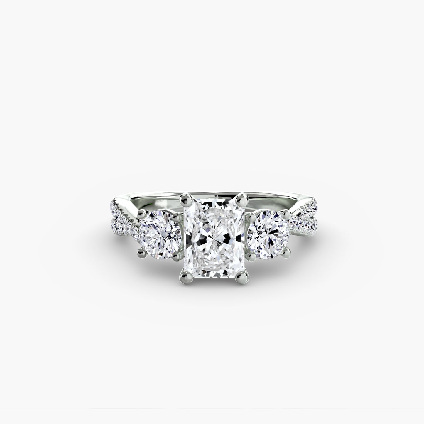 Aurelia Three-Stone Ring with Pavé Band